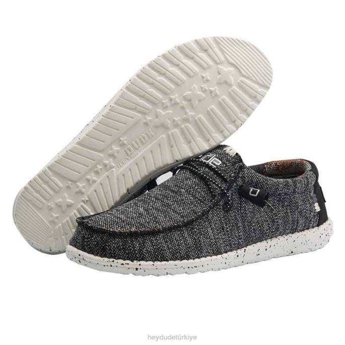 Hey Dude ayakkabı siyah beyaz erkekler Wally sox 82XX335