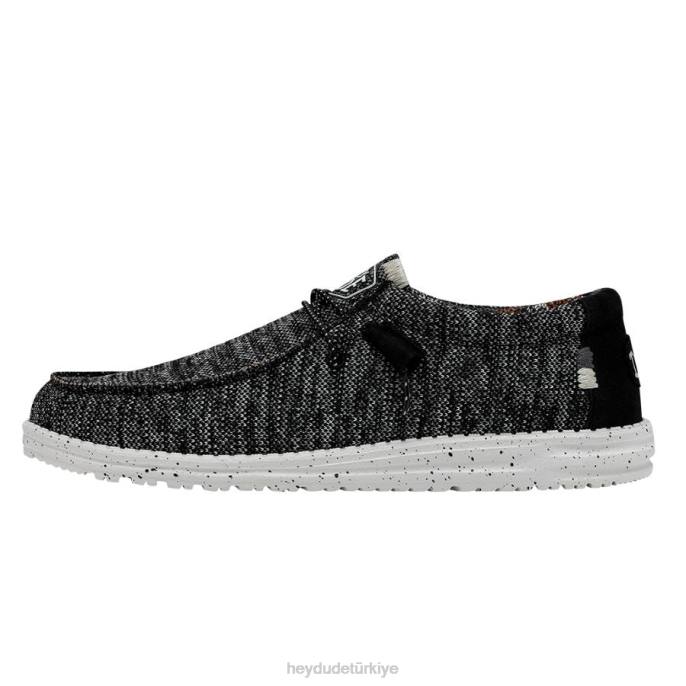 Hey Dude ayakkabı siyah beyaz erkekler wally sox dikiş geniş 82XX370